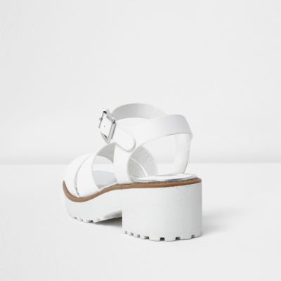 Girls white chunky sandals